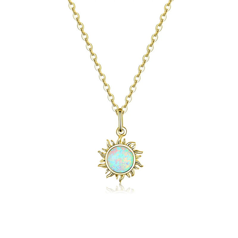 Sterling Silver Opal Sun Necklace