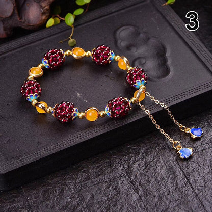 Garnet Stone Pomegranate Bracelet