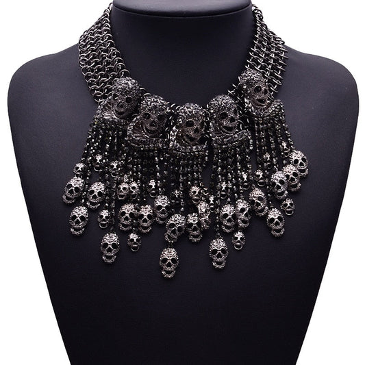 Exaggerated Chain Skull Necklace