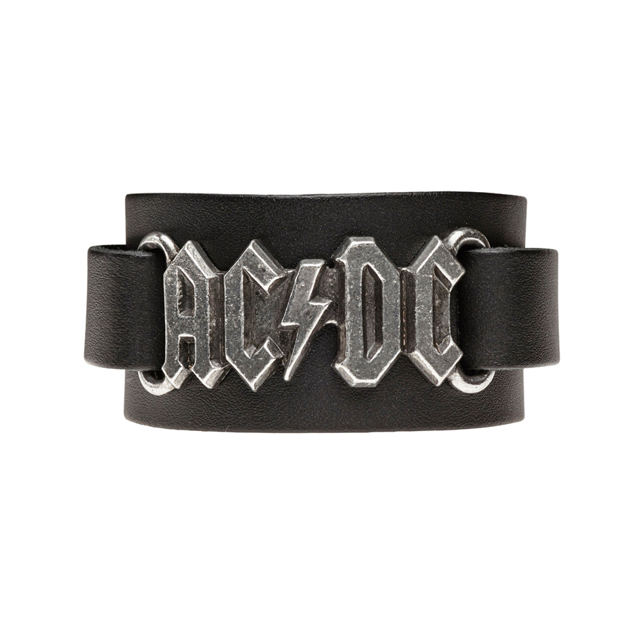 Ac/dc Logo Black Leather Wriststrap Bracelet by Alchemy Gothic