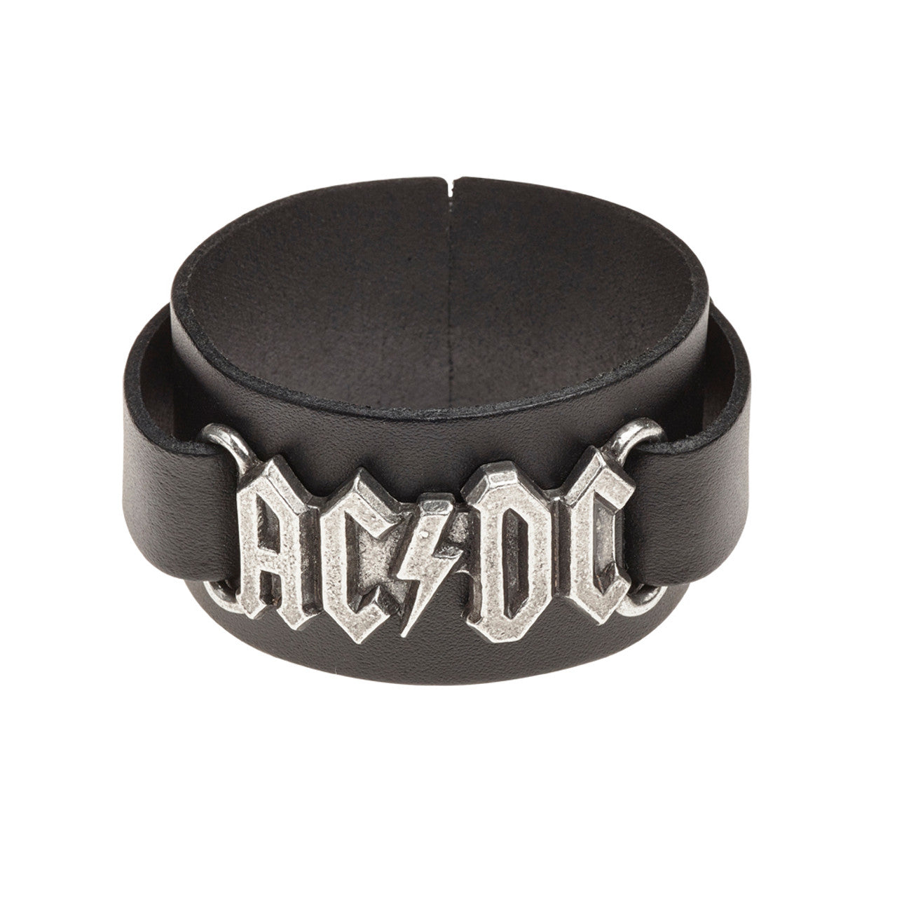 Ac/dc Logo Black Leather Wriststrap Bracelet by Alchemy Gothic
