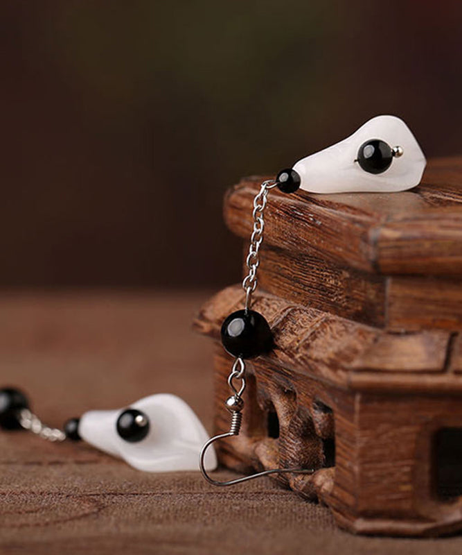 Handmade Diy Patchwork Jade Drop Earrings