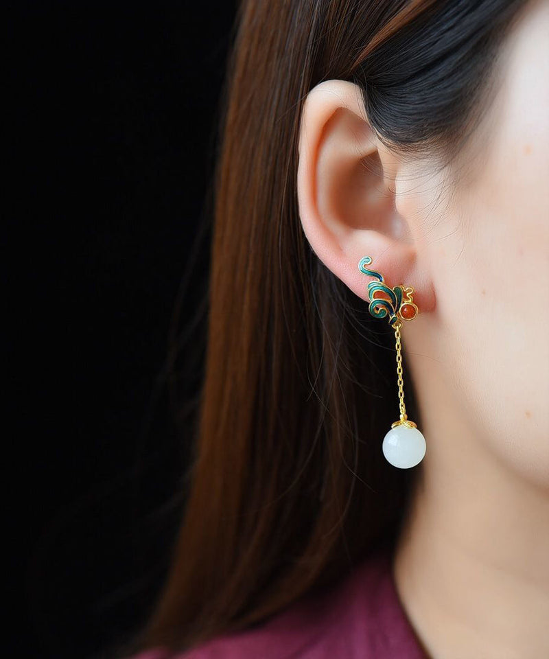 Handmade Multicolor Sterling Silver Inlaid Gem Stone Stud Earrings