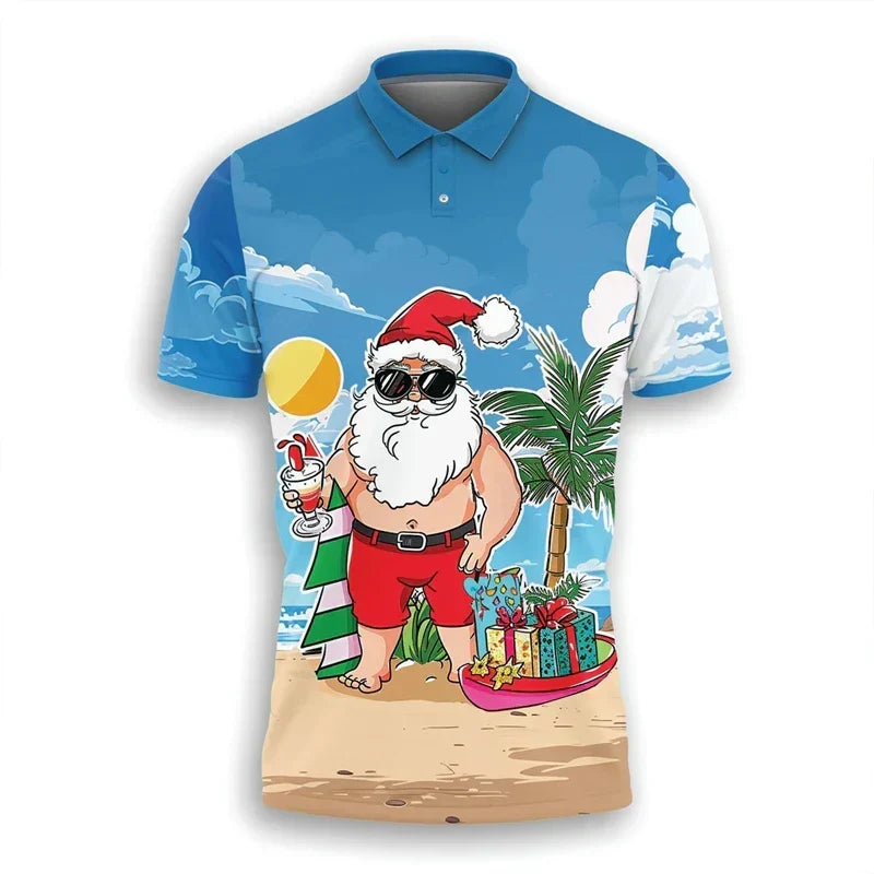 Santa Claus Polo Shirt - Stylish Men's Polo Shirt with Festive Design and Comfortable Fit
