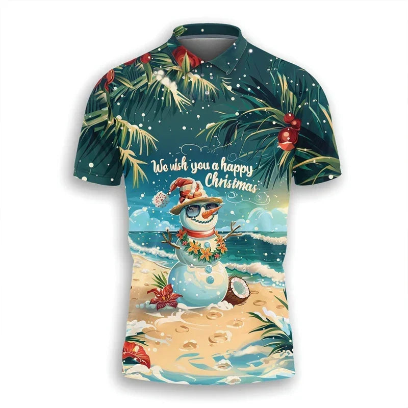 Santa Claus Polo Shirt - Stylish Men's Polo Shirt with Festive Design and Comfortable Fit