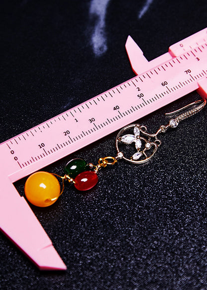 Italian Multicolour Gem Stone Beeswax Drop Earrings