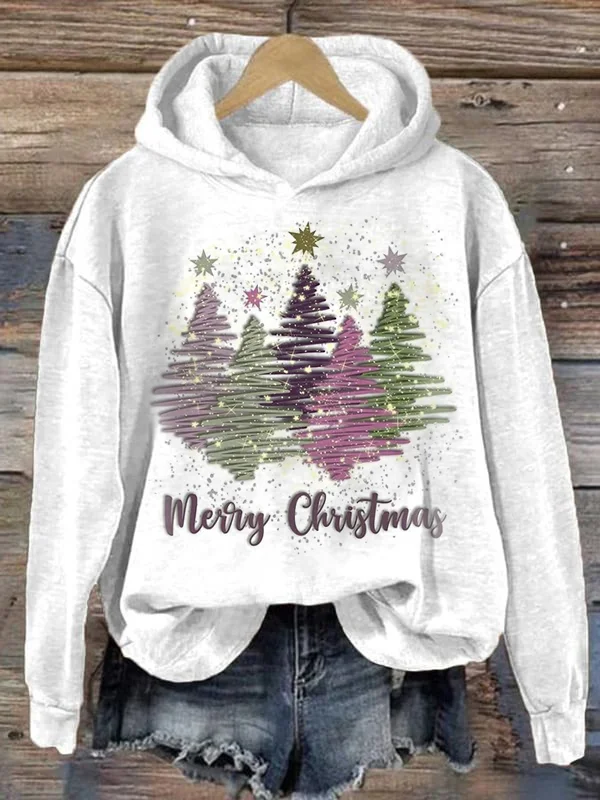Hoodie Women's Loose Fit Christmas Tree Sweater Sweatshirt
