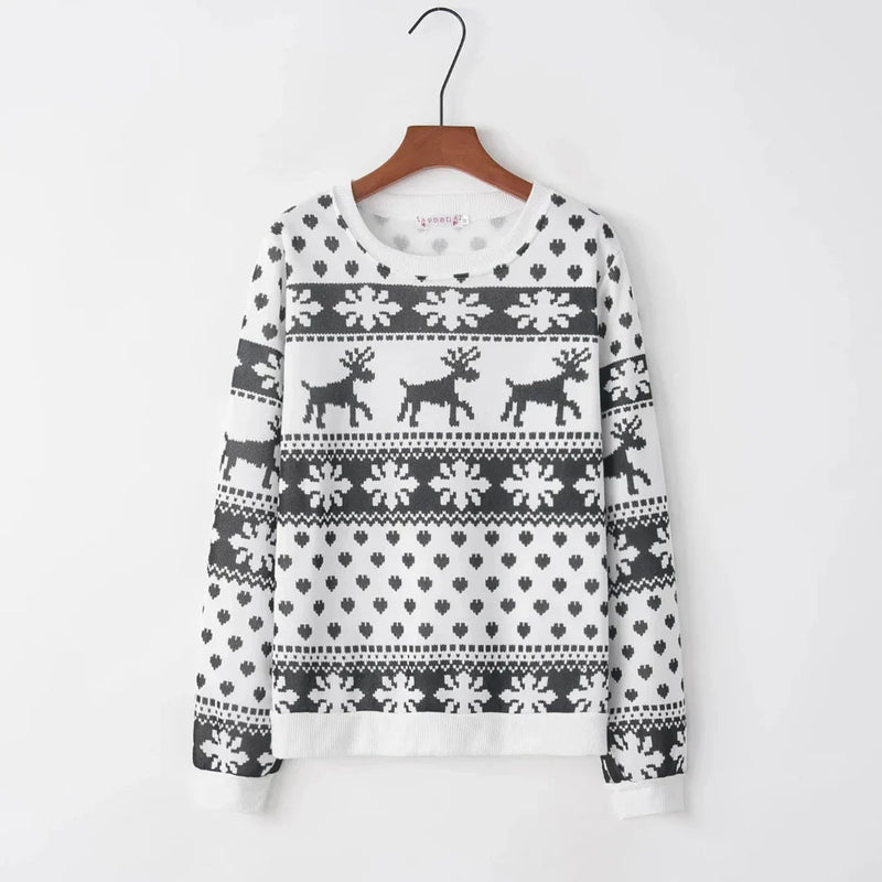 With Reindeer - Women's Sweater Knitted for Winter