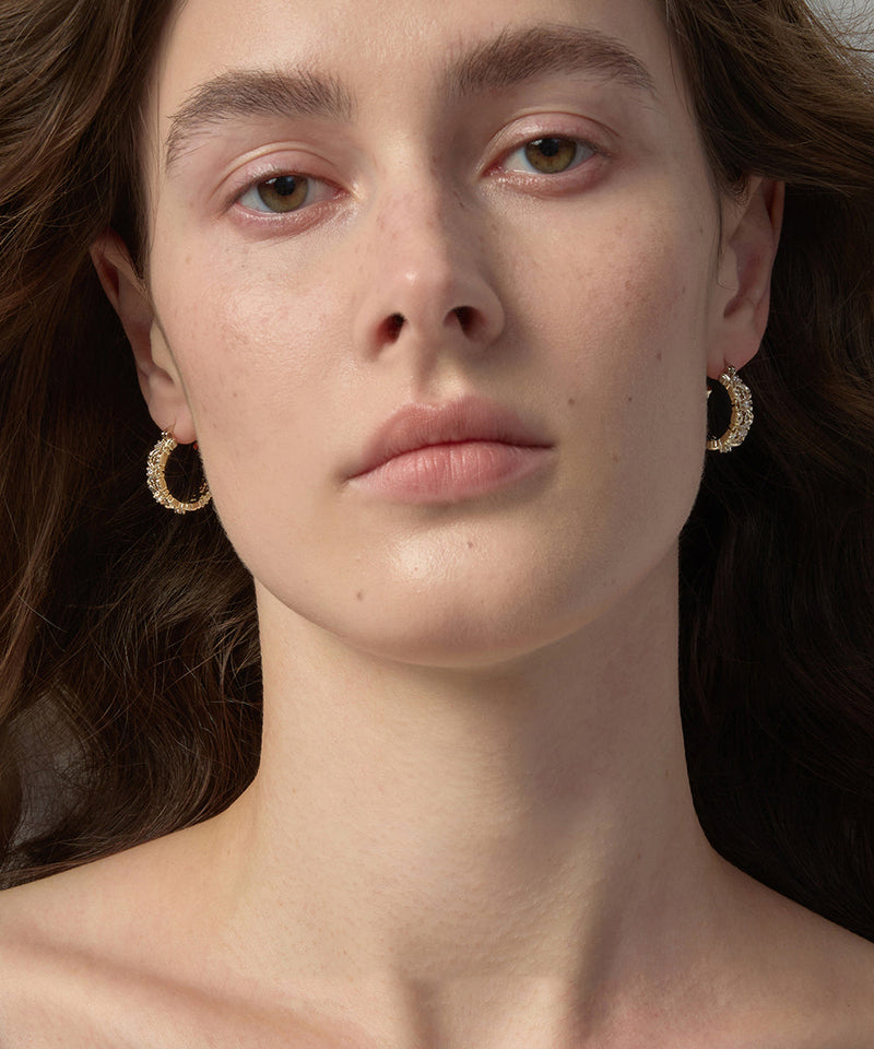 Loose Gold Copper Overgild Zircon Iris Hoop Earrings