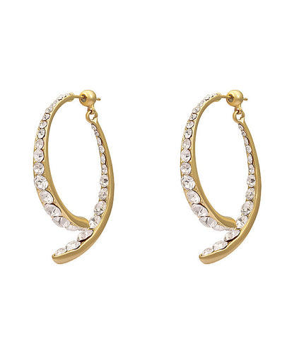 Loose Gold Sterling Silver Overgild Zircon Cross Connection Fish Tail Hoop Earrings