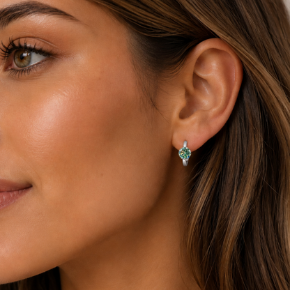 “martina” Green Lab Huggie Earrings – 1 Carat Hoop Earrings in Sterling Silver