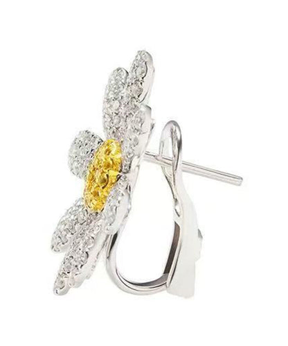Copper Zircon Daisy Stud Earrings