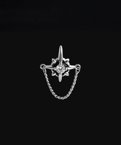 Silk Sterling Silver Zircon Chain Stud Earrings