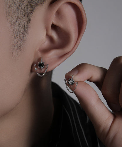 Silk Sterling Silver Zircon Chain Stud Earrings