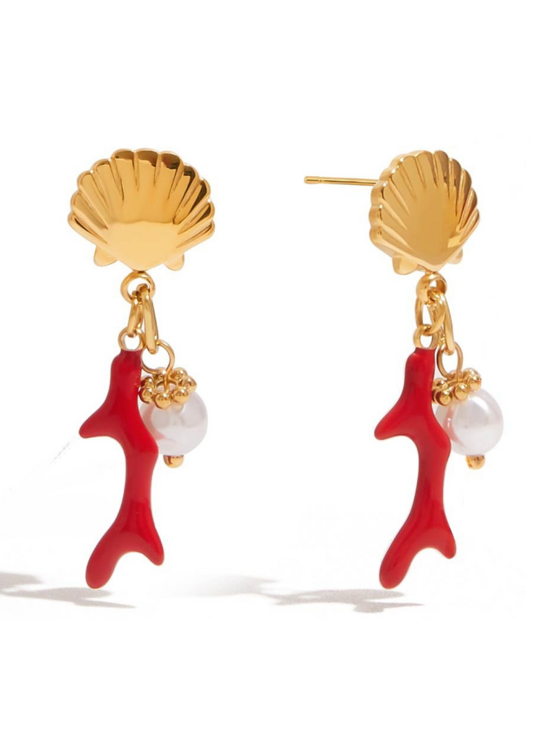 Jasper Cross Pearl Drop Earrings