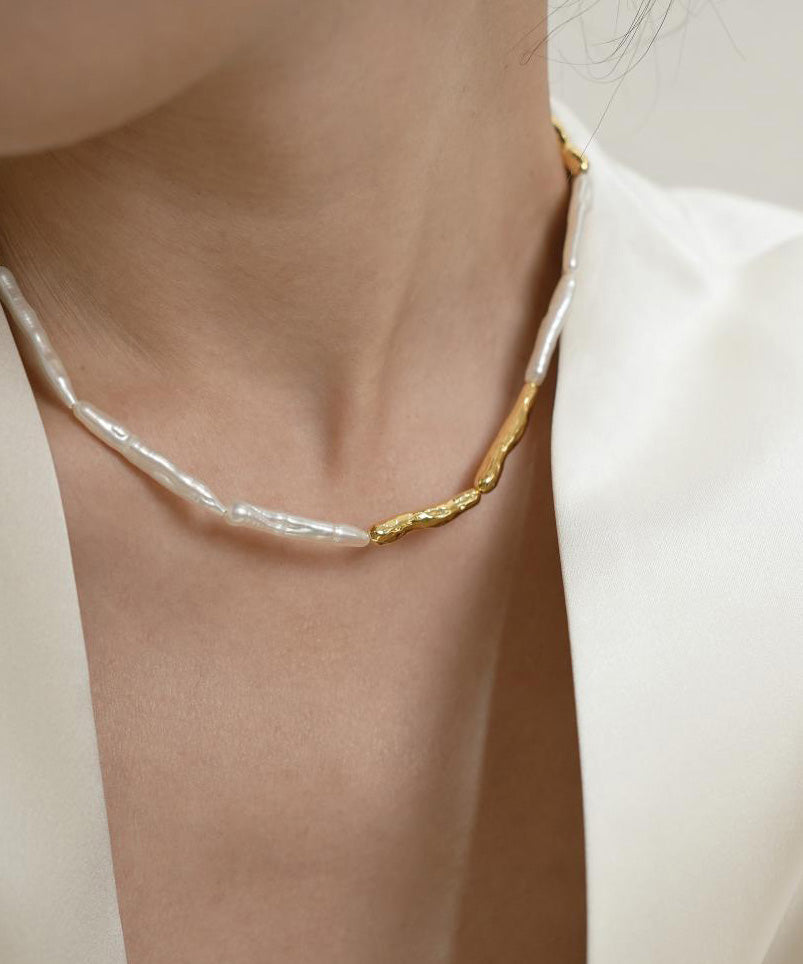 Modern Colorblock Alloy Pearl Princess Necklace Wo013