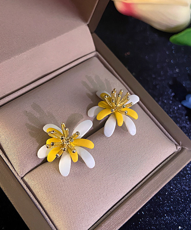 Modern Colorblock Copper Overgild Stud Earrings