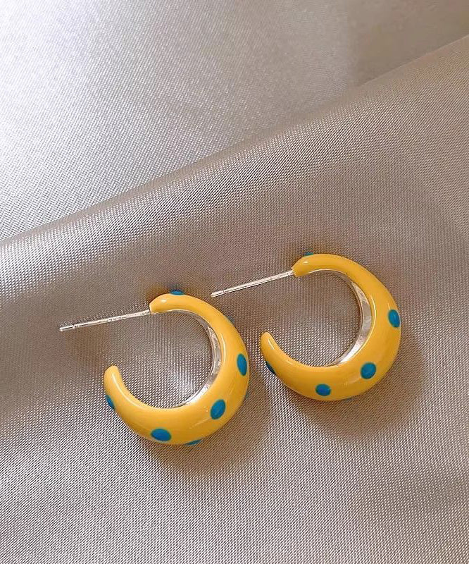 Modern Gold Copper Dot Dripping Glaze Hoop Earrings