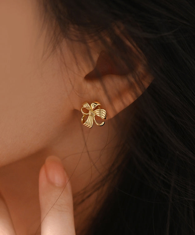 Modern Gold Hollow Out Gold Plated Stud Earrings