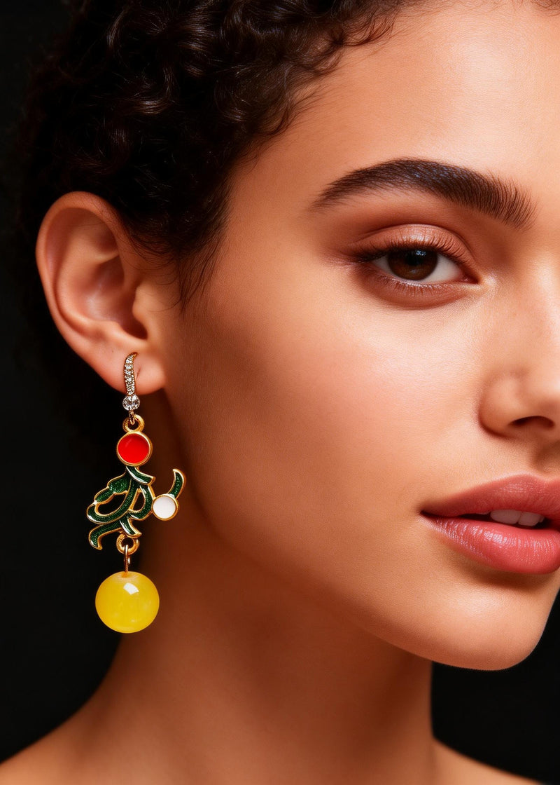 Modern Green Gilding Fine Beeswax Drop Earring
