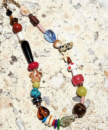 Modern Handmade Weaving Beading Gratuated Bead Necklace Qj018