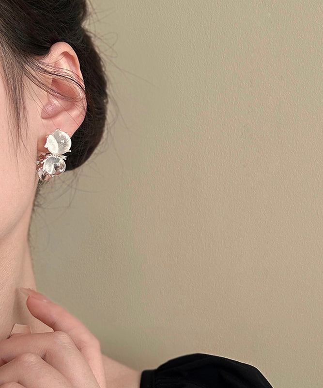 Modern Nude Copper Resin Asymmetrical C-shaped Hoop Earrings