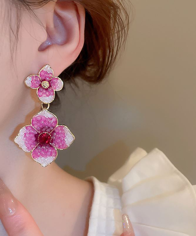 Modern Rose Gradient Color Alloy Zircon Drop Earrings Gh1013