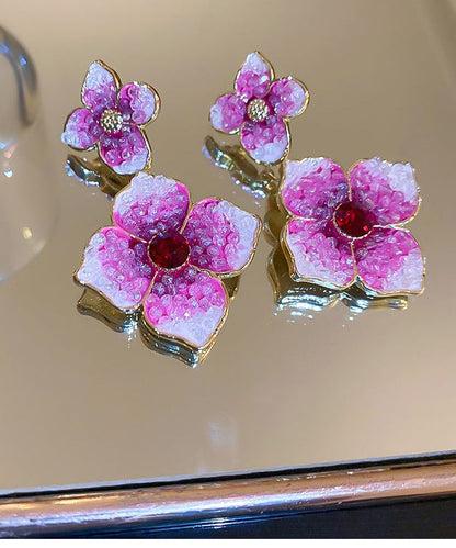 Modern Rose Gradient Color Alloy Zircon Drop Earrings