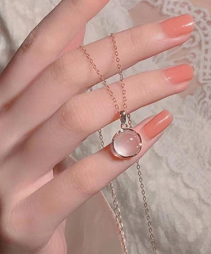 Modern Rose Sterling Silver Crystal Pendant Necklace Et038