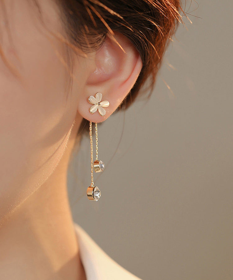 Modern White Alloy Opal Tassel Drop Earrings