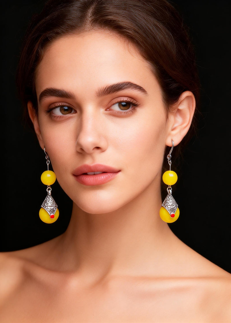 National Style Beeswax Zircon Drop Earrings