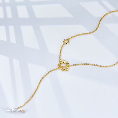S925 Sterling Silver Natural Baroque Silver Bar Pearl Ot Necklace