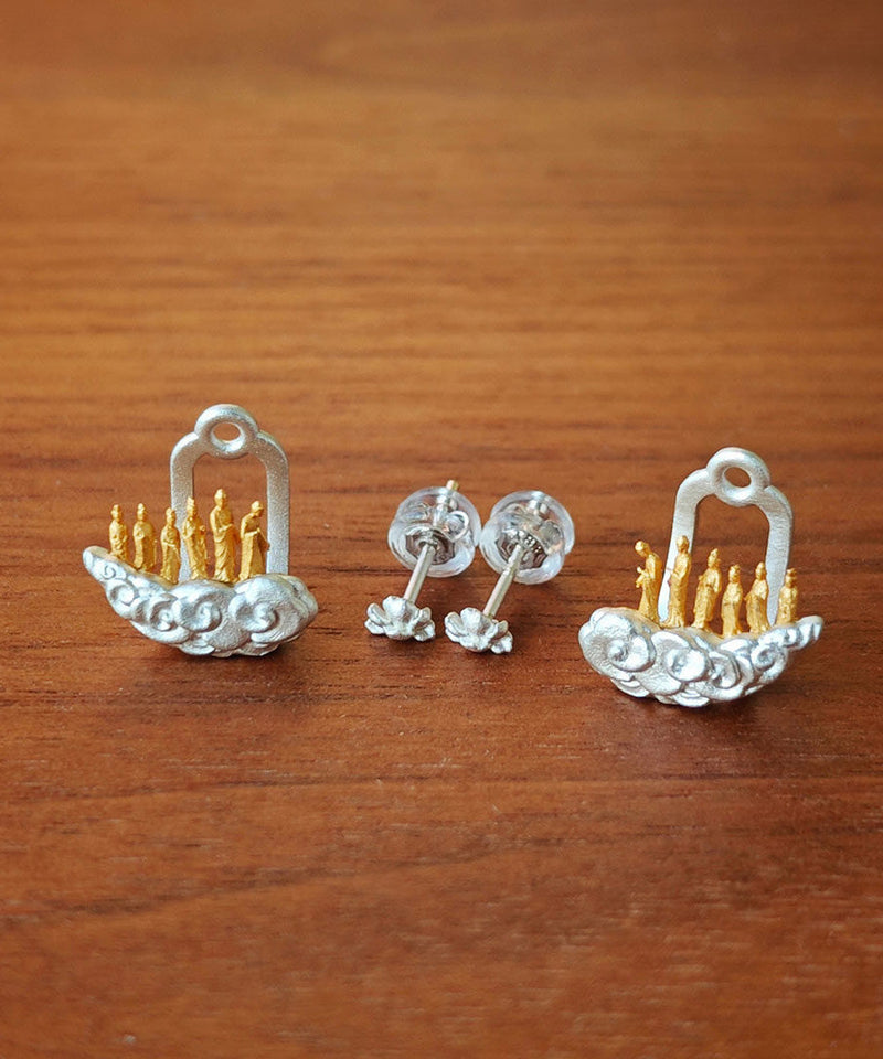 New Chinese Style Unique Design Silver Stud Earrings