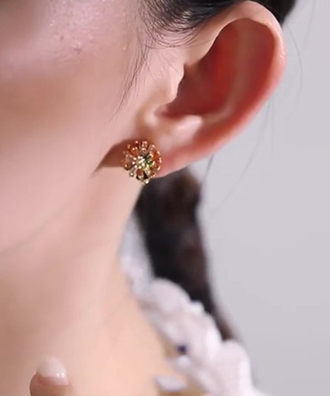 New Rainbow Sterling Silver Zircon Stud Earrings