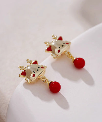 New Red Alloy the Year of the Loong Pearl Drop Earrings