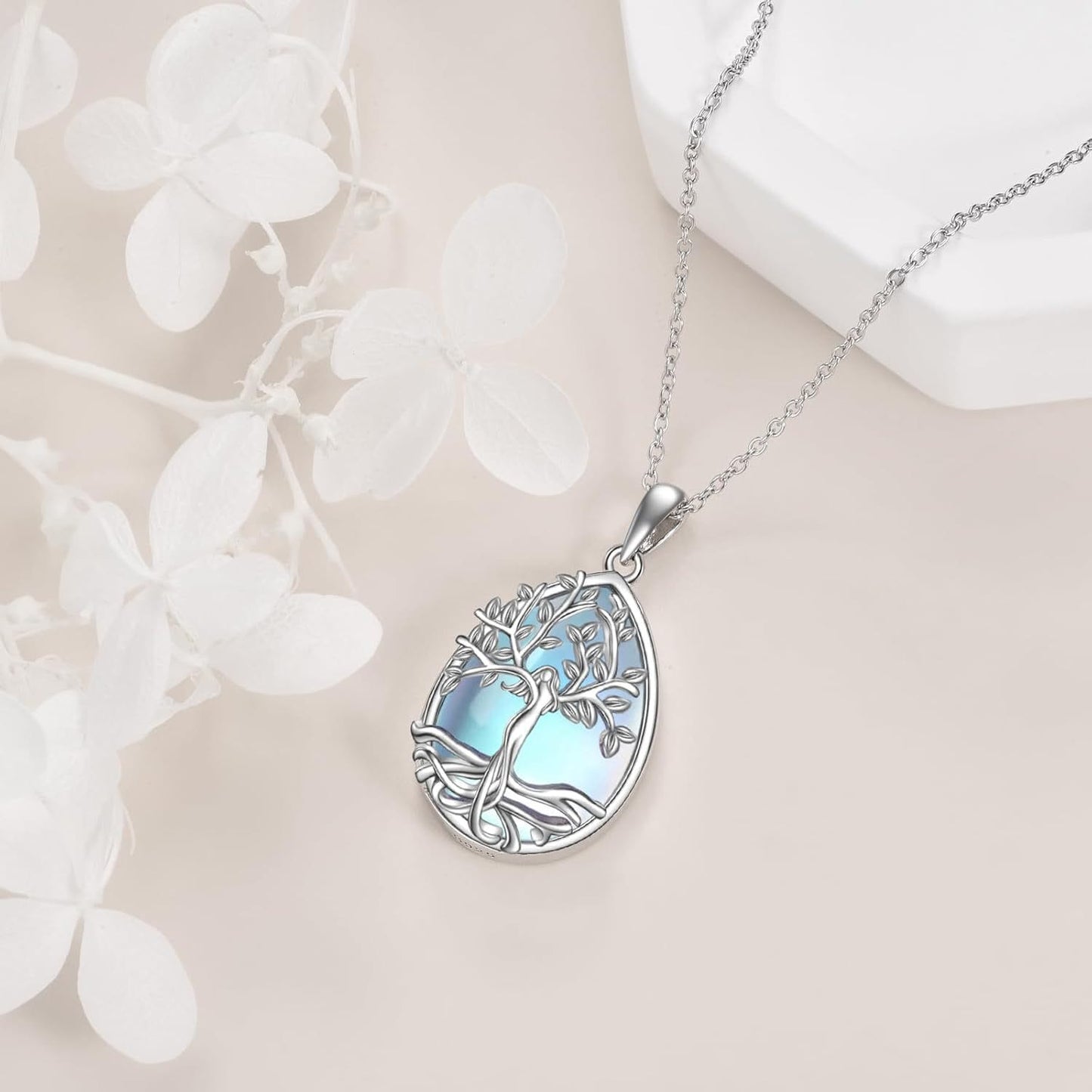 Tree of Life Moon Drop Necklace