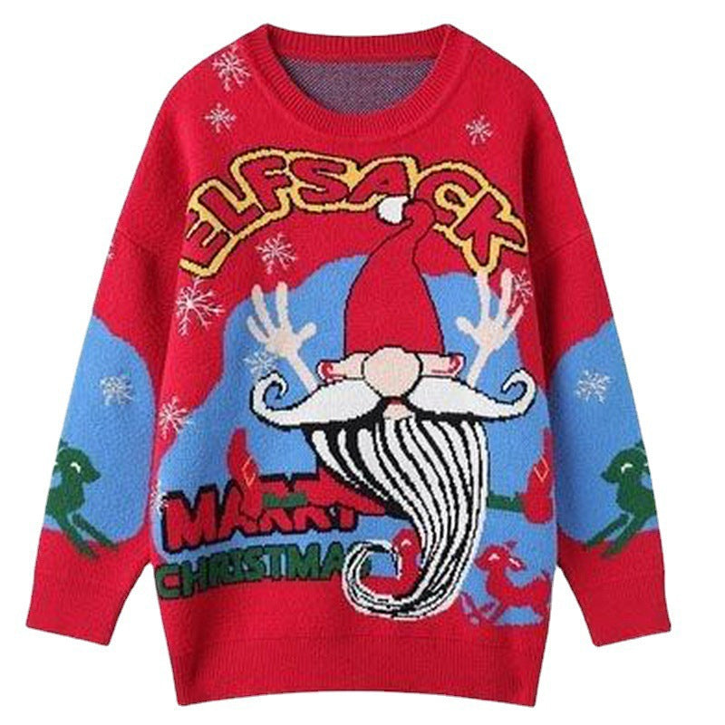 Women's Festive Sweater with Christmas Motif and Crew Neck R&B