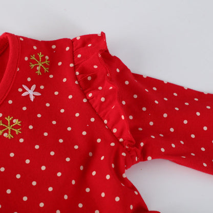 Girls' Casual Dress with Festive Reindeer Design