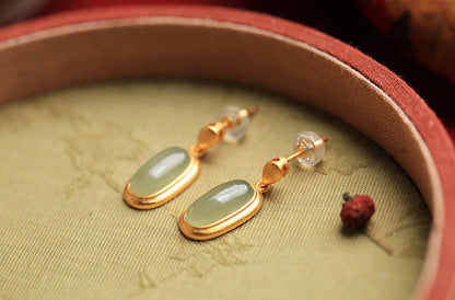 Jade Elegance Silver Drop Earrings