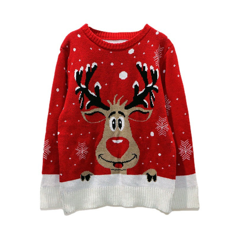 Women's Christmas Sweater with Cheerful Reindeer Design and Soft Material R&B