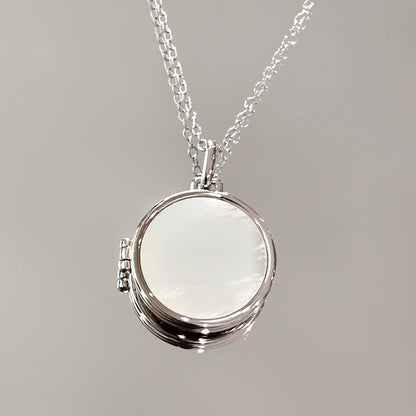 Shell Inlay Locket Pendant Necklace