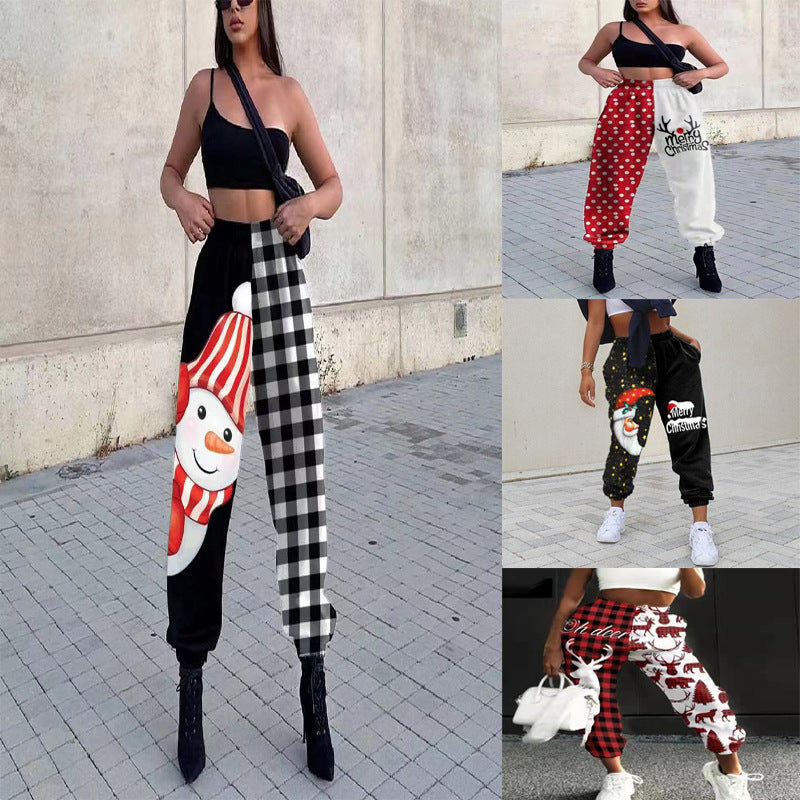 Women's Casual Pants with Fun Snowman Design R&B
