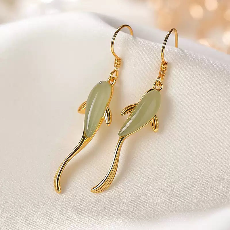 Jade Fish Drop Earrings