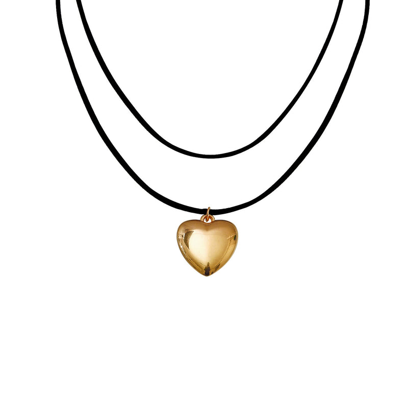 Adjustable Korean Velvet Choker With Big Heart Pendant Necklace