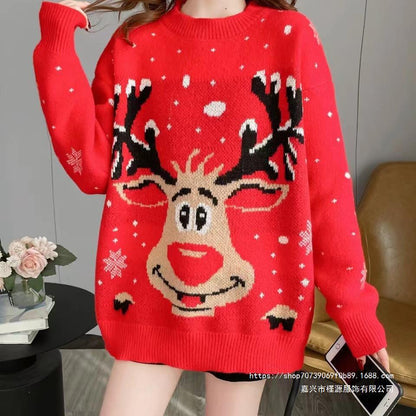 Women's Christmas Sweater with Unique Reindeer Motif R&B