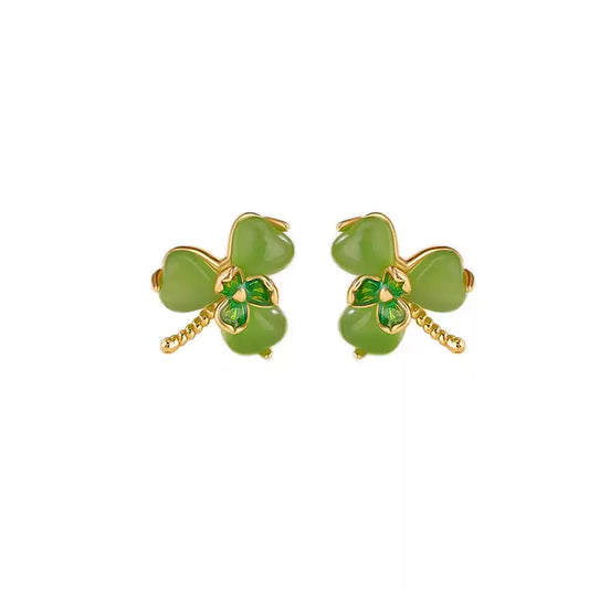 Talia Jade Clover Stud Earrings