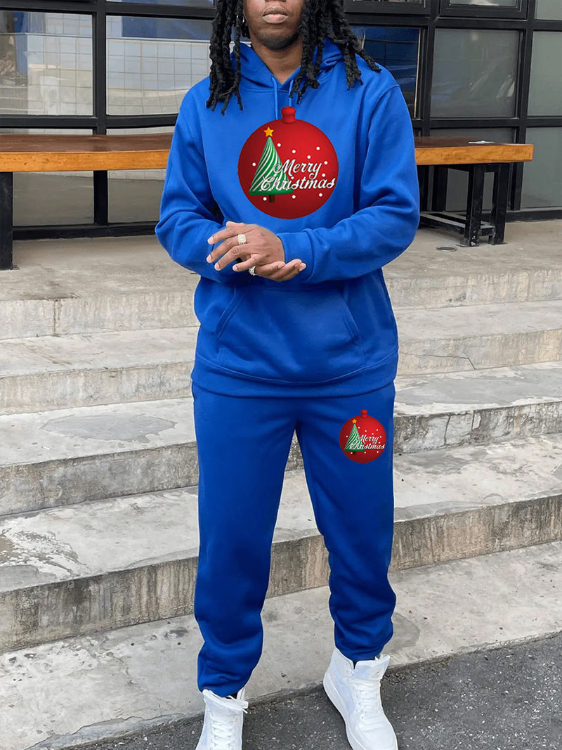 Women's Casual Hoodie and Sweatpants Set with Festive Christmas Motif