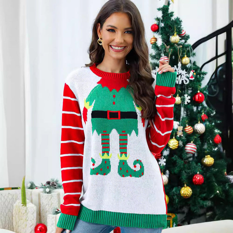 Women's Festive Knit Sweater with Christmas Motif
