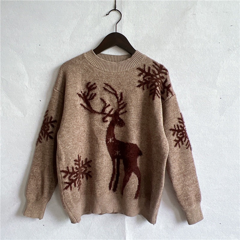 Women's Christmas Sweater with Festive Reindeer Design and High-Quality Knit R&B