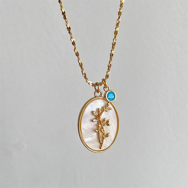 Anslee Mother-of-pearl Birth Flower Necklace